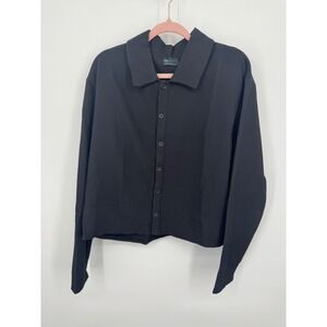 NWOT ASOS Design Ottoman Rib Button Through Shirt Women's Small Black Classic